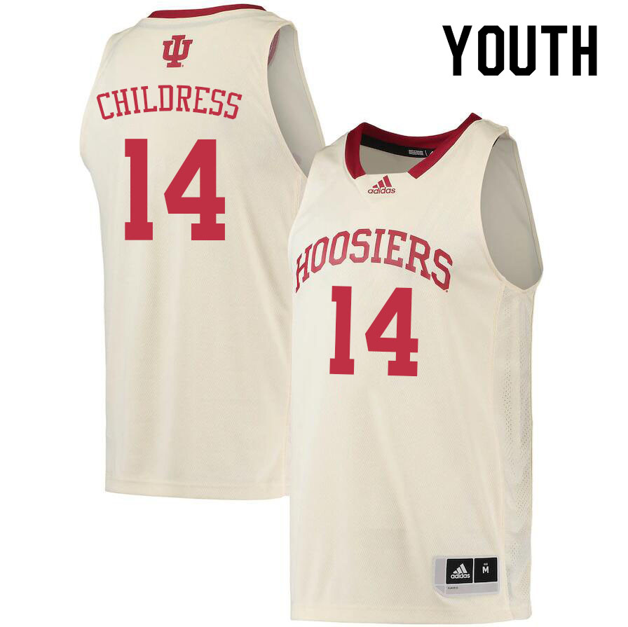 Youth #14 Nathan Childress Indiana Hoosiers College Basketball Jerseys Sale-Cream